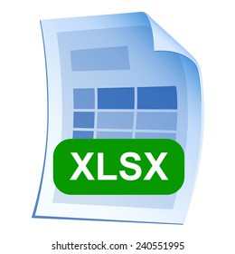 File format or file extension XLSX icon for interface applications and websites isolated on white background. Vector illustration