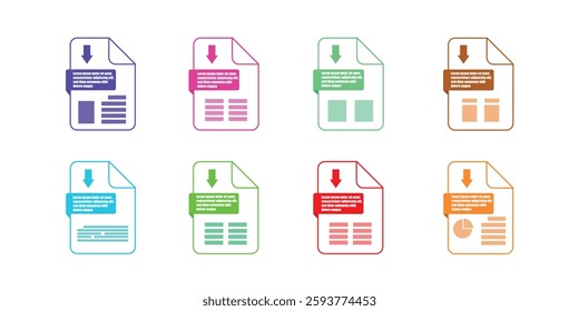 File format extensions. doc, xls, pdf, ppt. file format document icons.