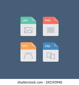 File format flat icon set