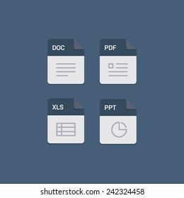 File format flat icon set
