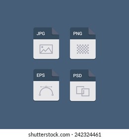 File format flat icon set