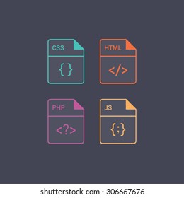 File format flat icon set