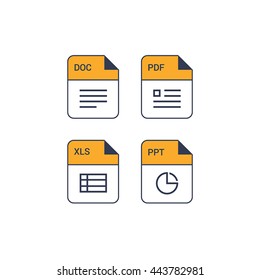 File format flat icon set