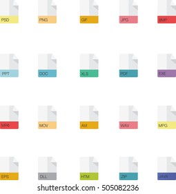 File format flat icon set