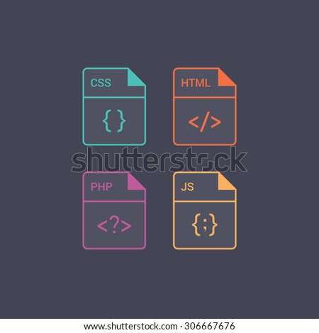 File format flat icon set