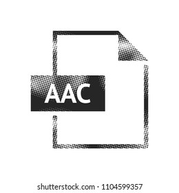 File format icon in halftone style. Black and white monochrome vector illustration.