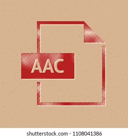 File format icon in halftone style. Grunge background vector illustration.