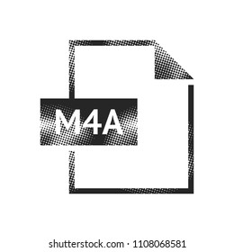 File format icon in halftone style. Black and white monochrome vector illustration.