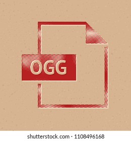 File format icon in halftone style. Grunge background vector illustration