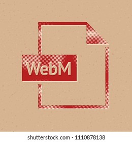 File format icon in halftone style. Grunge background vector illustration.