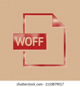 File format icon in halftone style. Grunge background vector illustration.
