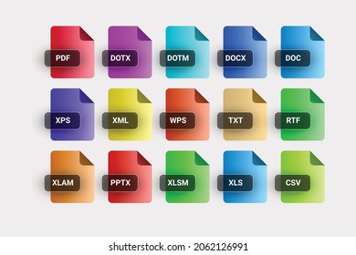 PAQUETE DE ICONOS DE FORMATO DE ARCHIVO - estilo colorido sobre fondo blanco