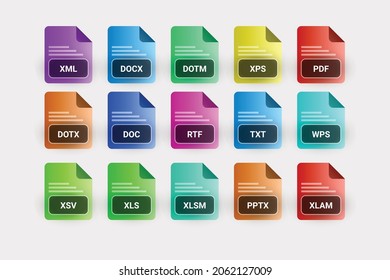 FILE FORMAT ICON PACK - colorful style on white background