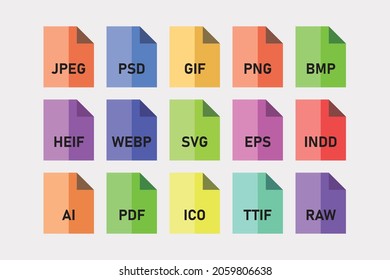 file format icon pack - flat style