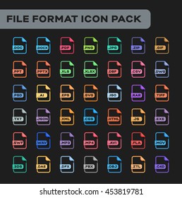 FILE FORMAT ICON PACK - linear flat color style