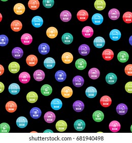 File format icon series in color circles. Seamless pattern. Background vector illustration.