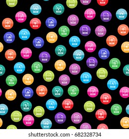 File format icon series in color circles. Seamless pattern. Background vector illustration.