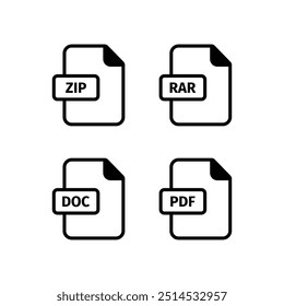 File format icon set. Document format file icon, vector illustration