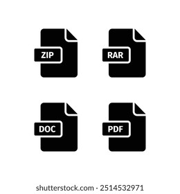 File format icon set. Document format file icon, vector illustration