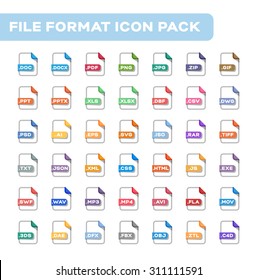 FILE FORMAT ICON SET - flat linear style
