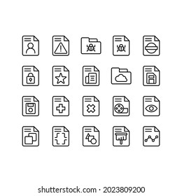 File format icon set with outline style simple