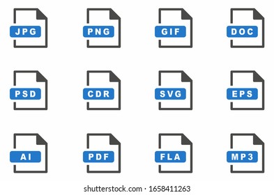 File Format Icon Set perfect butteon for presentation, web, software, etc.