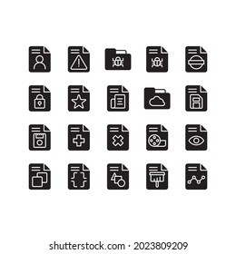 File format icon set with solid style simple
