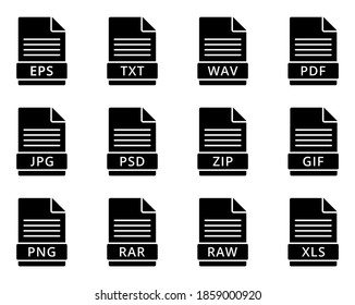 File format icon set - vector illustration .