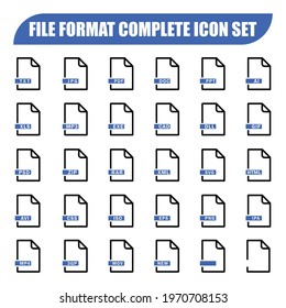 File format icon set, vector graphics