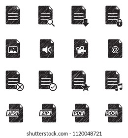 File Format Icons. Black Scribble Design. Vector Illustration.
