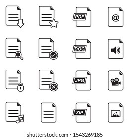 File Format Icons. Line With Fill Design. Vector Illustration.