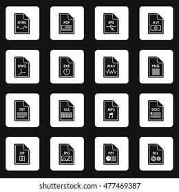 File format icons set in simple style. Document files set collection vector illustration