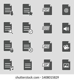 File Format Icons. Sticker Design. Vector Illustration.