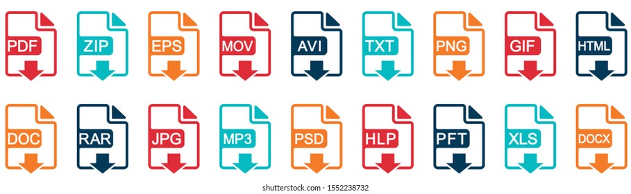 File format icons. Vector illustration