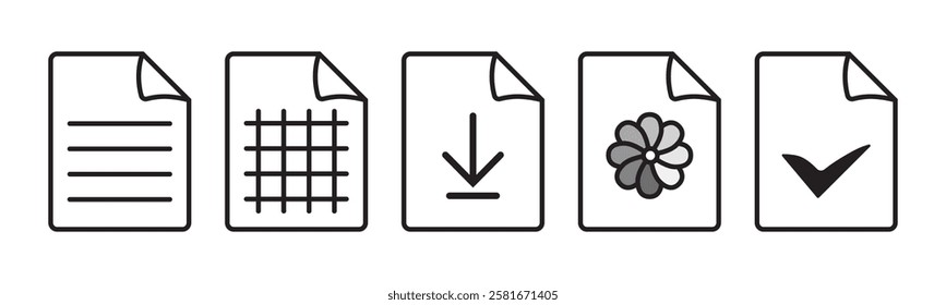 File format. Line icons set. Document labels. Vector. Illustration