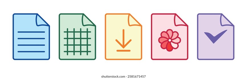 File format. Line icons set. Document labels. Vector. Illustration