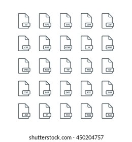 File format line icons. Vector illustration.