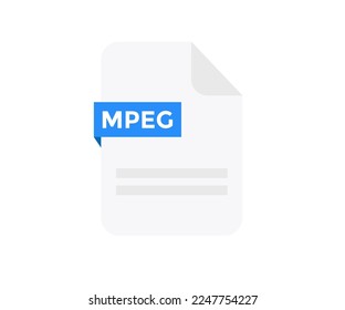 File format MPEG logo design. Document file icon, internet, extension, sign, type, presentation, graphic, application. Element for applications, web sites, data services vector design and illustration