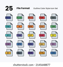 file format outline color style icon set