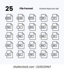 file format outline style icon set