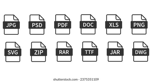 File format set icon. Document format set vector ilustration.