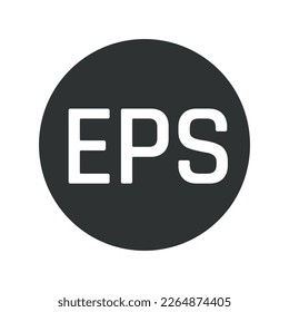 Símbolo de formato de archivo. Letras EPS en círculo negro. Tarjeta de diseño de vectores.