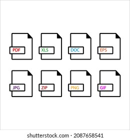 formatos de archivo, símbolo de ilustración vectorial de icono de documento