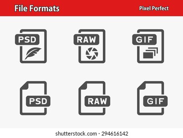 File Formats Icons. Professional, pixel perfect icons optimized for both large and small resolutions. EPS 8 format.