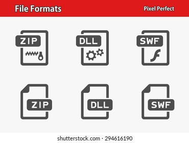 File Formats Icons. Professional, pixel perfect icons optimized for both large and small resolutions. EPS 8 format.