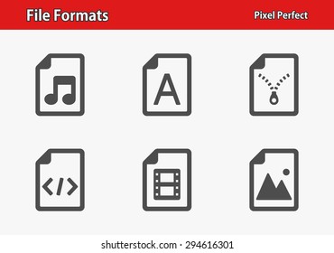 File Formats Icons. Professional, pixel perfect icons optimized for both large and small resolutions. EPS 8 format.