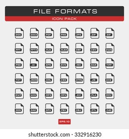 File Formats - Linear Gray Icon Set