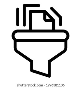 File funnel filter icon. Outline File funnel filter vector icon for web design isolated on white background