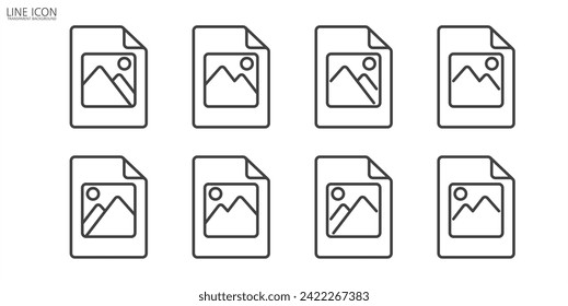 File gallery icons set. Image line icon. Simple set of gallery icon vector illustration. Picture vector icon set in transparent background. Gallery icon set, image, picture symbol, photo signs.

