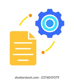 File with gear line icon. Information, folder, document, work, computer, saving. Vector color icon on a white background for business and advertising.